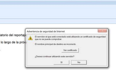 el servidor que esta conectado esta utilizando un certificado de seguridad…