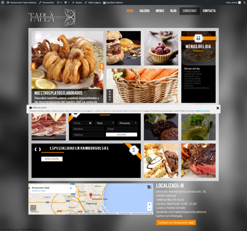 Restaurante Tapla Valencia  Webs para restaurantes